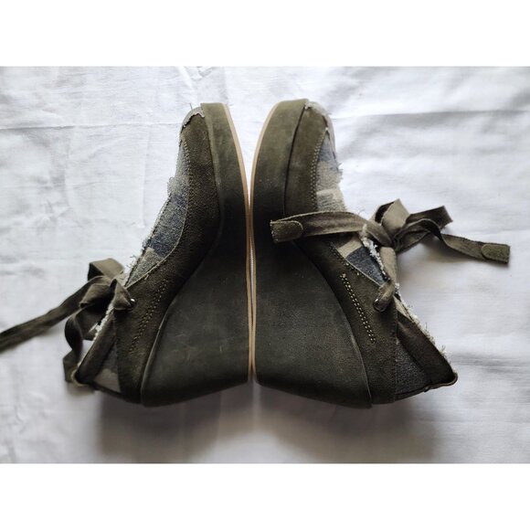 Volatile Women's Green Camo Ankle Tie Wrap Slip-On Platform Wedge Heel Size 8 - Picture 5 of 10